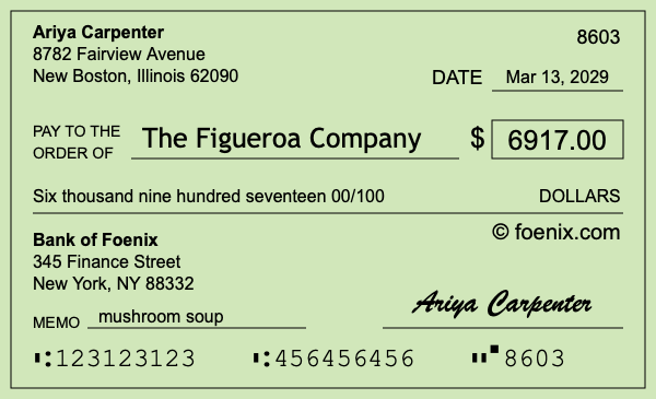 How to write a check for $6,917