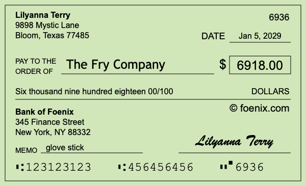 How to write a check for $6,918
