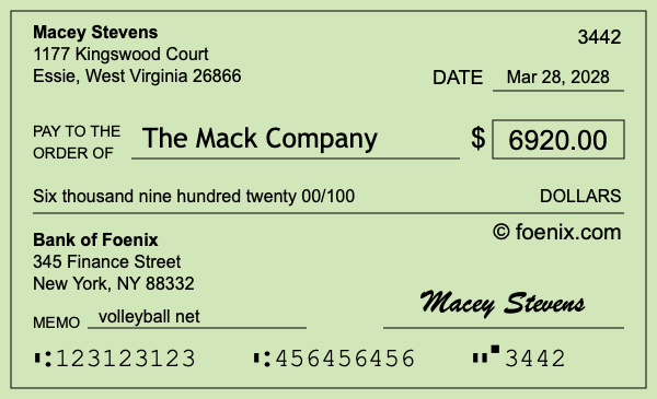 How to write a check for $6,920
