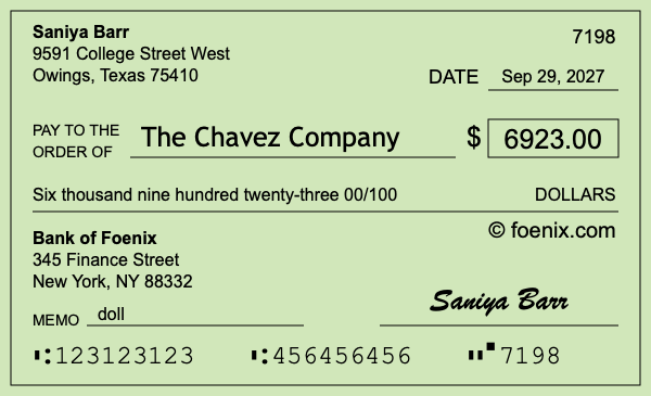 How to write a check for $6,923
