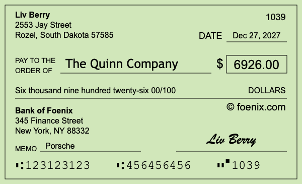 How to write a check for $6,926