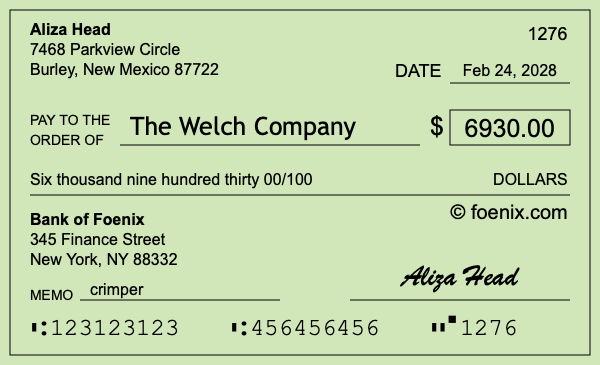 How to write a check for $6,930