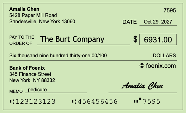 How to write a check for $6,931