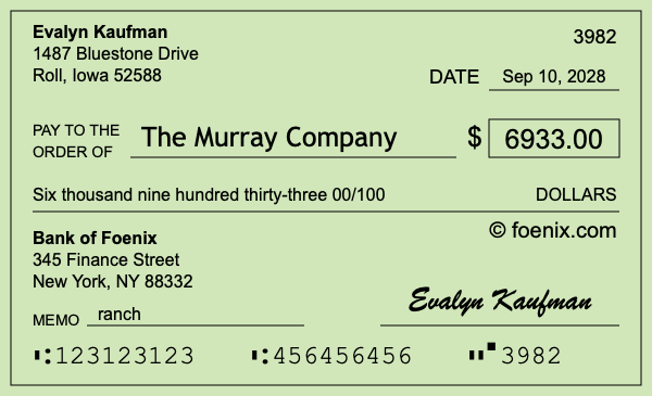 How to write a check for $6,933