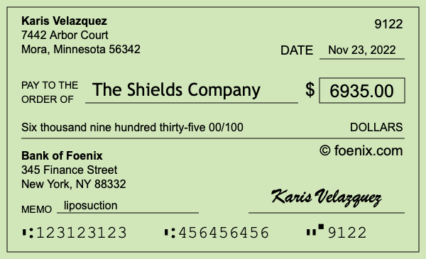 How to write a check for $6,935