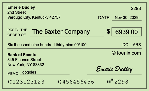 How to write a check for $6,939