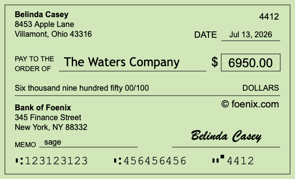 How to write a check for $6,950