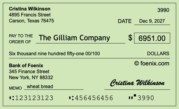 How to write a check for $6,951