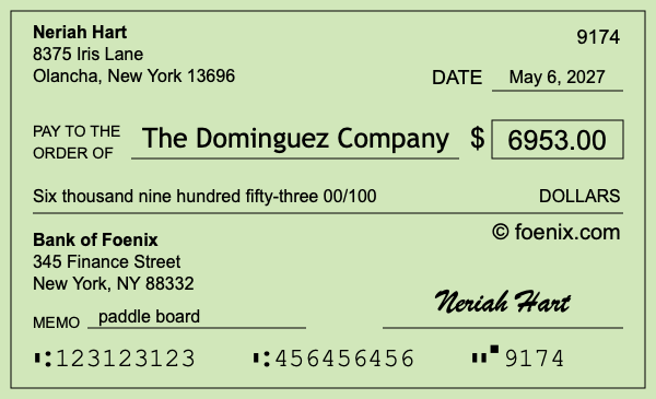 How to write a check for $6,953