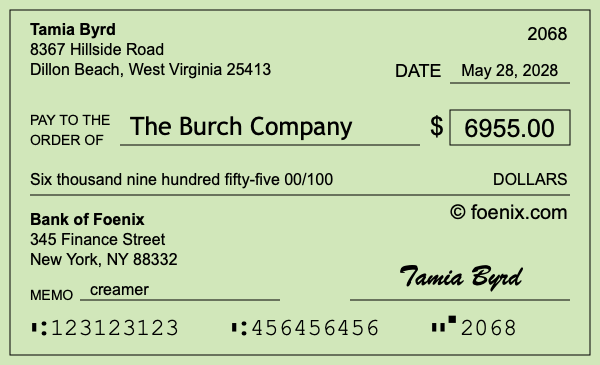 How to write a check for $6,955