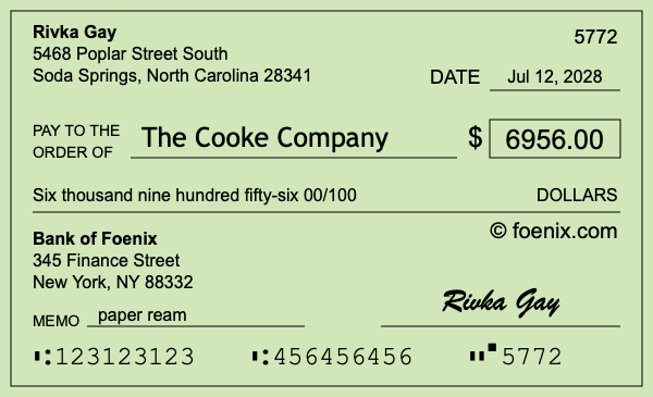 How to write a check for $6,956
