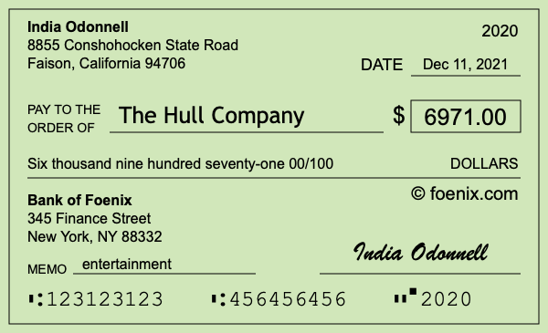 How to write a check for $6,971