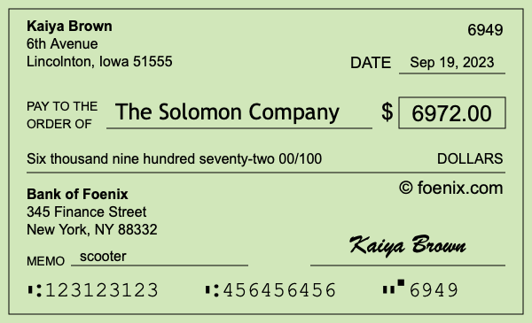 How to write a check for $6,972
