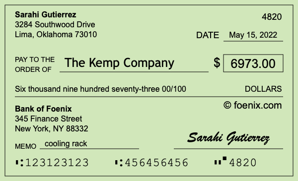How to write a check for $6,973