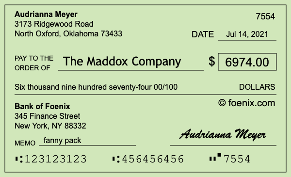 How to write a check for $6,974