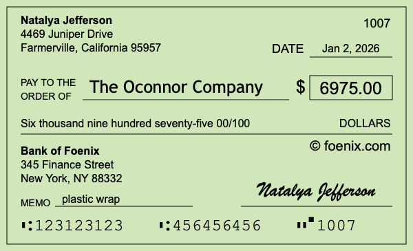 How to write a check for $6,975