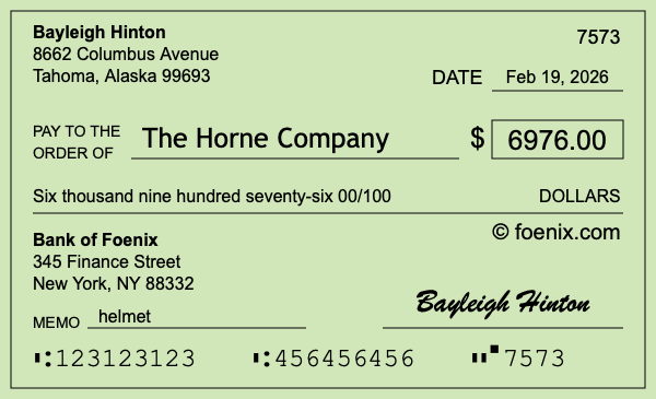 How to write a check for $6,976