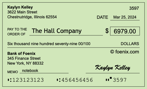 How to write a check for $6,979