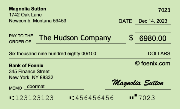 How to write a check for $6,980