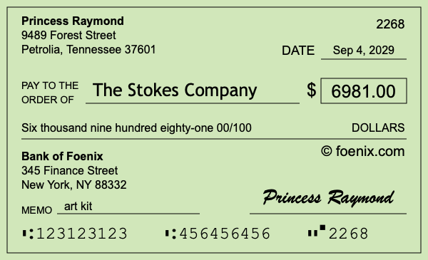 How to write a check for $6,981