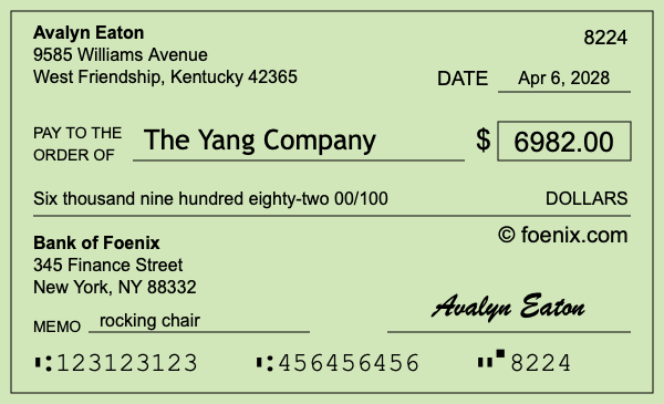 How to write a check for $6,982