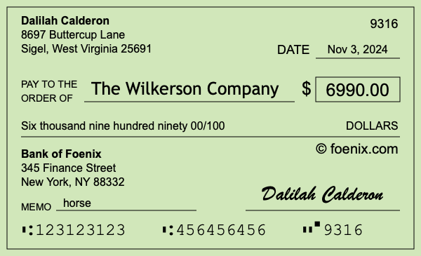 How to write a check for $6,990