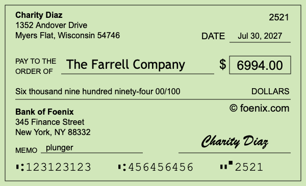 How to write a check for $6,994