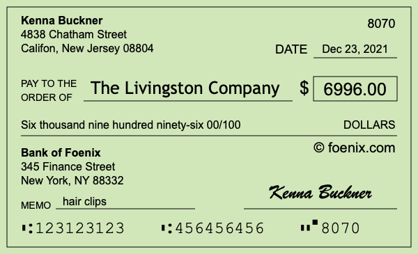 How to write a check for $6,996