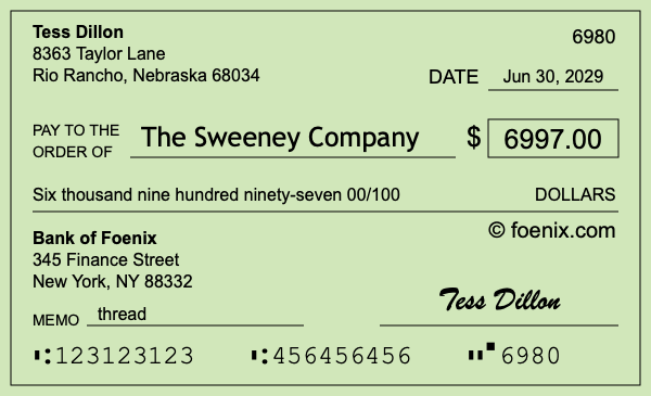 How to write a check for $6,997
