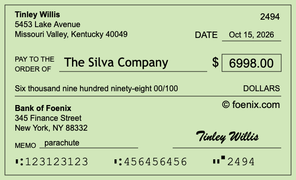 How to write a check for $6,998