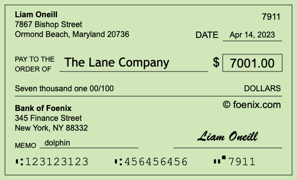 How to write a check for $7,001