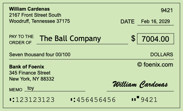 How to write a check for $7,004