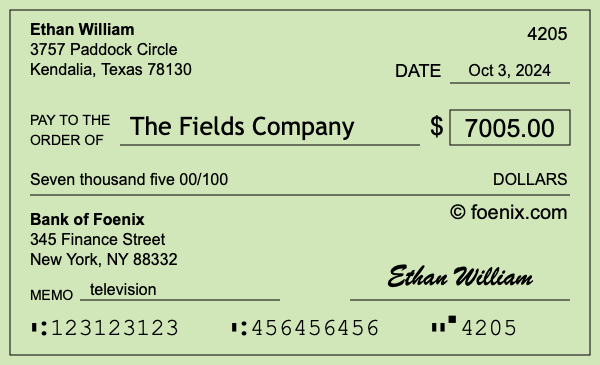 How to write a check for $7,005