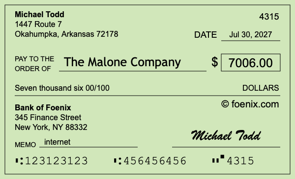 How to write a check for $7,006