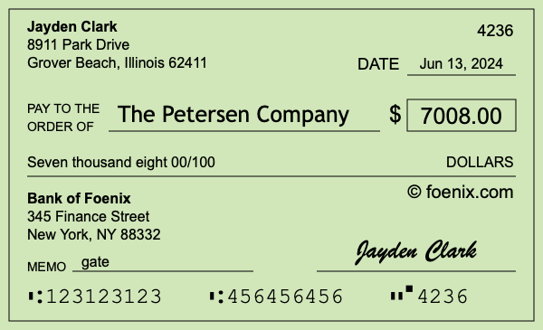 How to write a check for $7,008