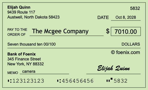 How to write a check for $7,010