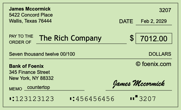 How to write a check for $7,012