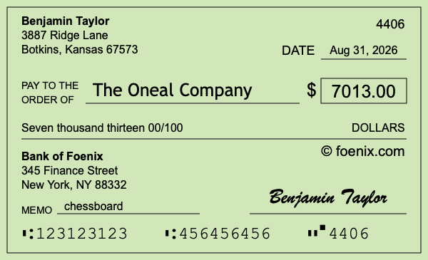 How to write a check for $7,013
