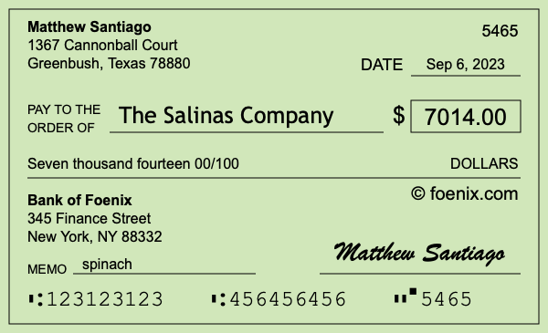 How to write a check for $7,014