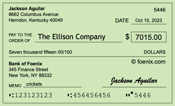How to write a check for $7,015