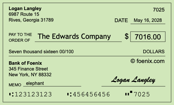How to write a check for $7,016