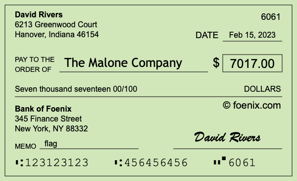 How to write a check for $7,017
