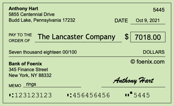 How to write a check for $7,018