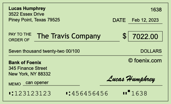 How to write a check for $7,022