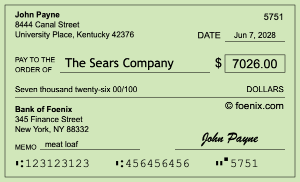 How to write a check for $7,026
