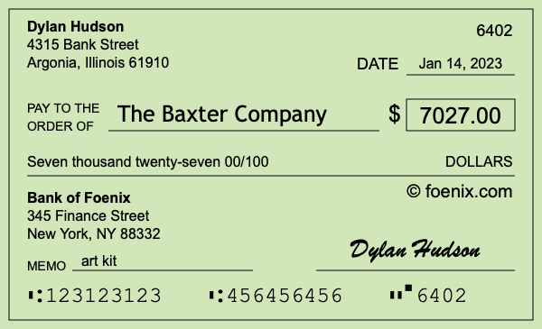 How to write a check for $7,027