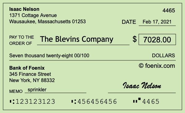 How to write a check for $7,028