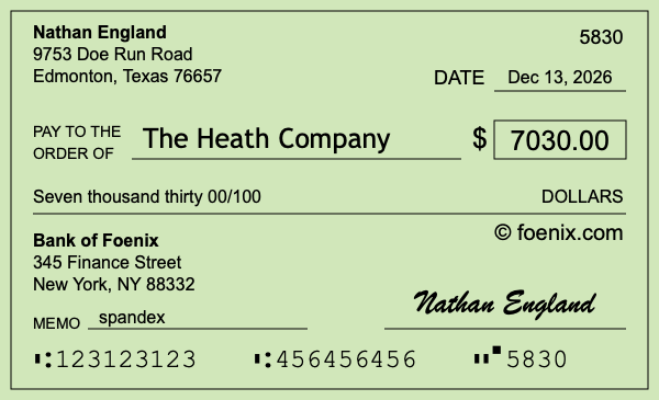 How to write a check for $7,030