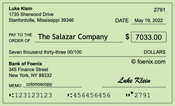 How to write a check for $7,033