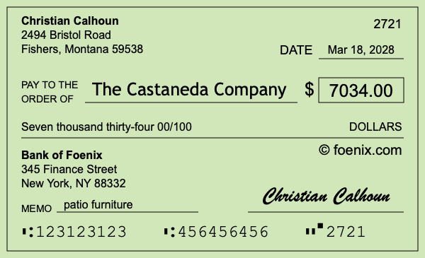 How to write a check for $7,034
